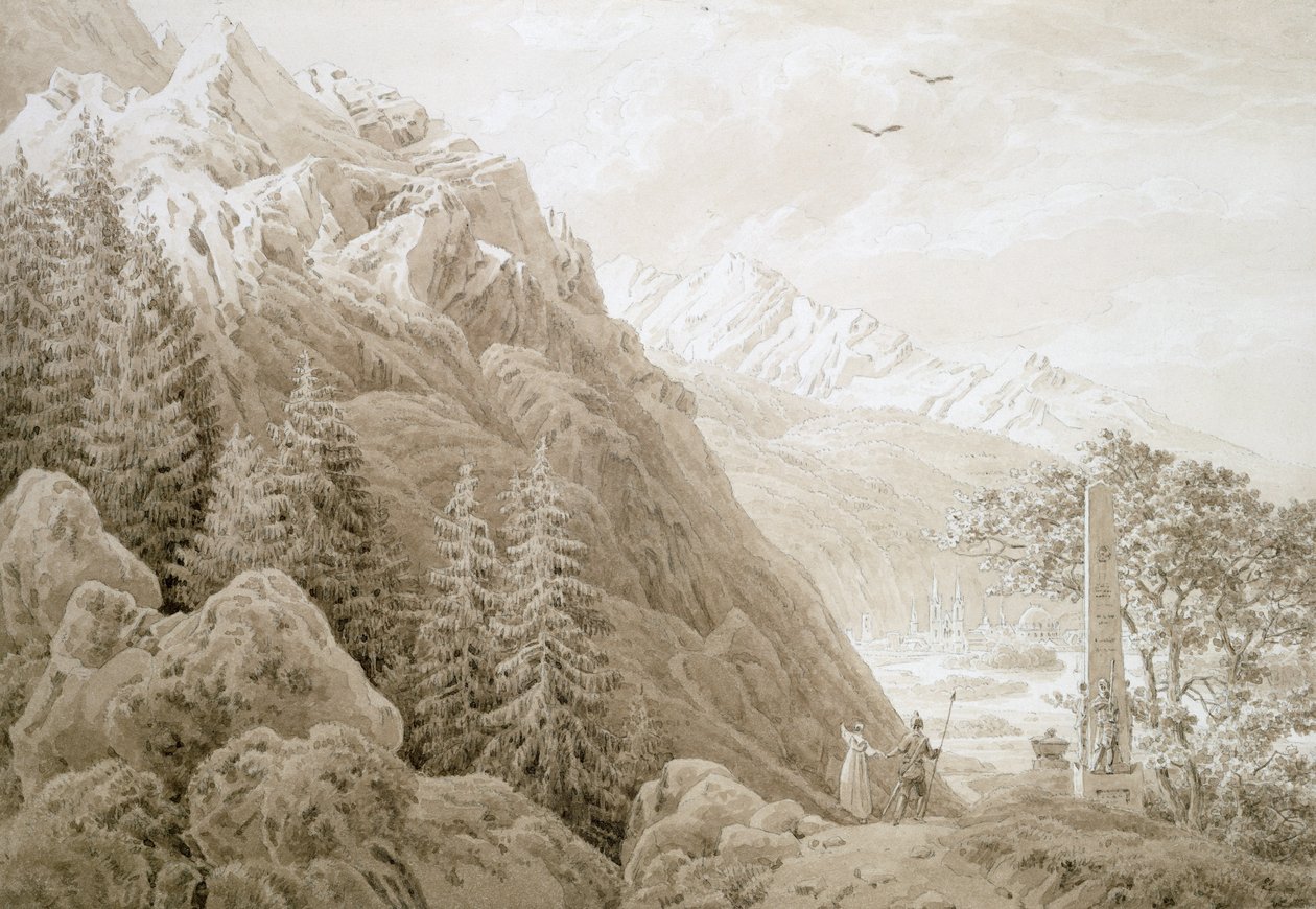 Höst (bläck på penna på papper) av Caspar David Friedrich