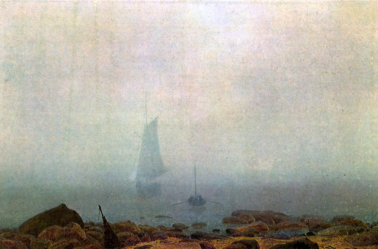 Meeresstrand im Nebel av Caspar David Friedrich