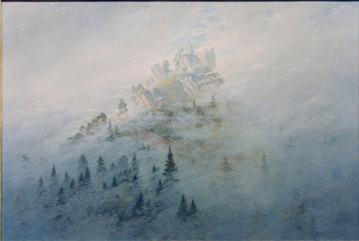 Morgondimma i bergen av Caspar David Friedrich