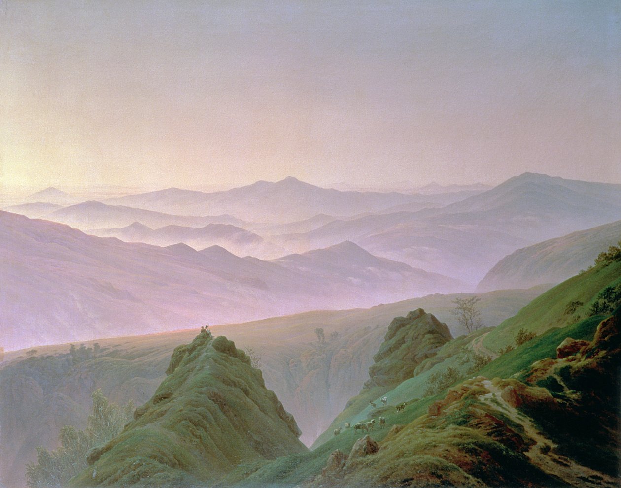 Morgon i bergen av Caspar David Friedrich