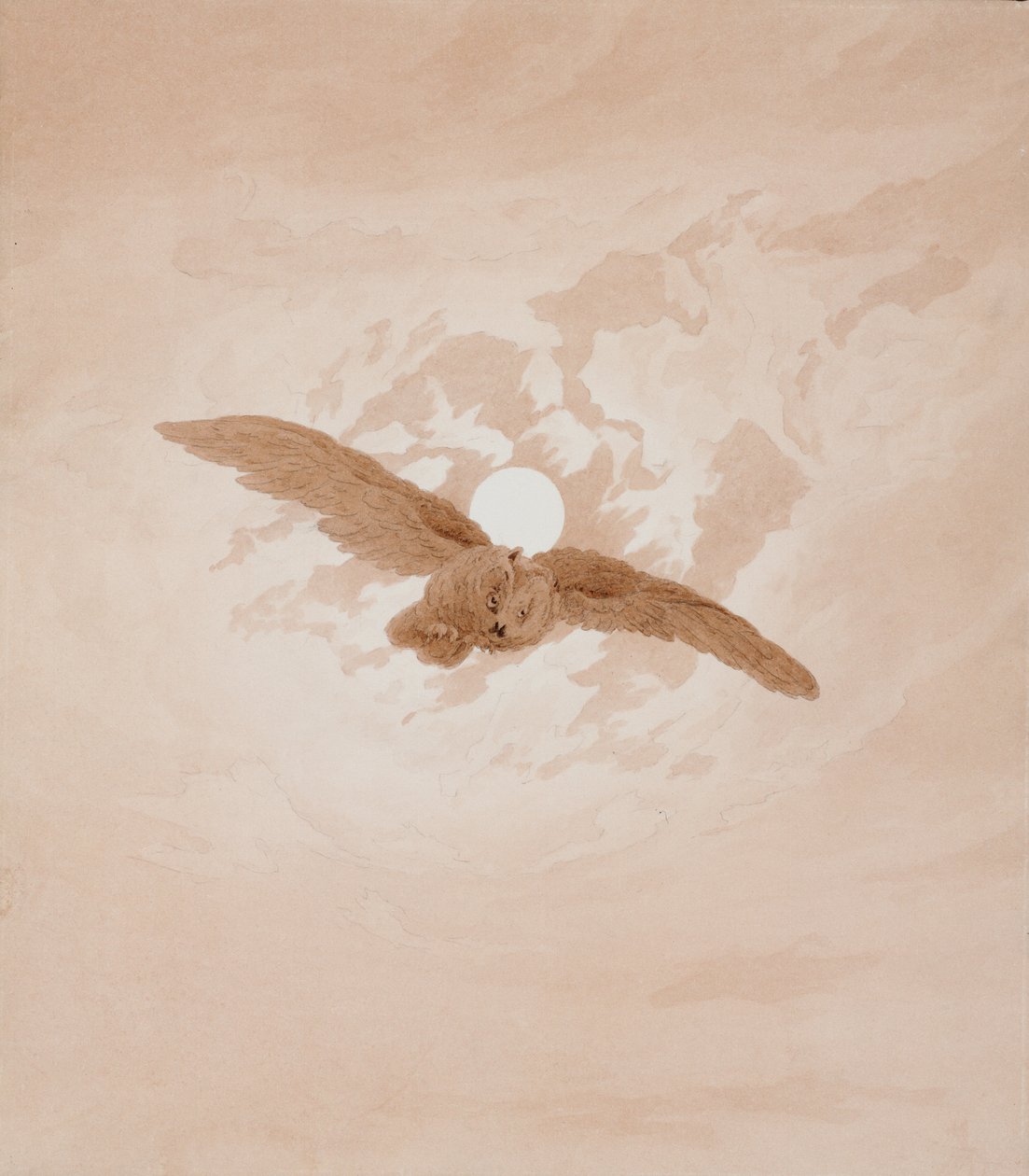Owl flying against a moonlit sky av Caspar David Friedrich