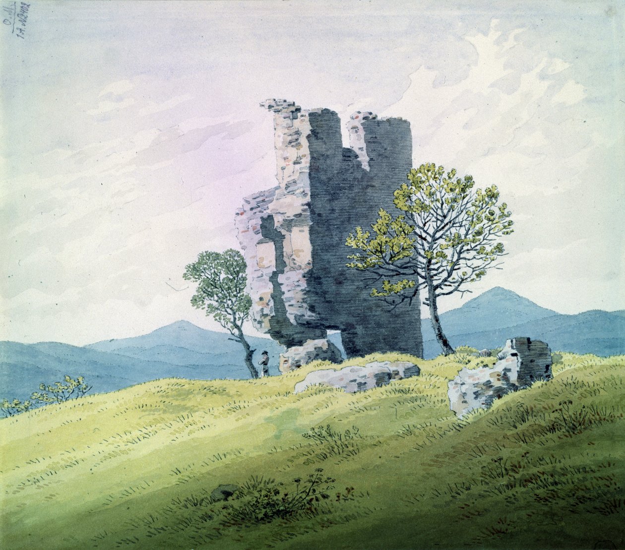 Slottet i Teplitz (wc på papper) av Caspar David Friedrich