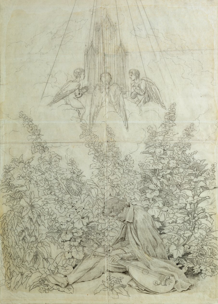 Musikerns dröm (krita på papper) av Caspar David Friedrich