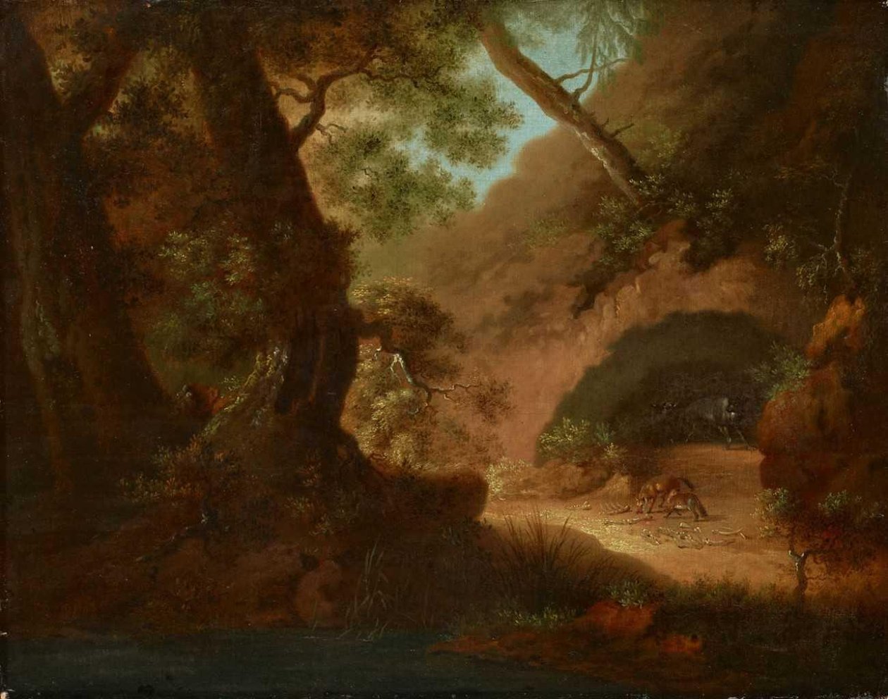 Wölfe im Wald vor einer Höhle av Caspar David Friedrich