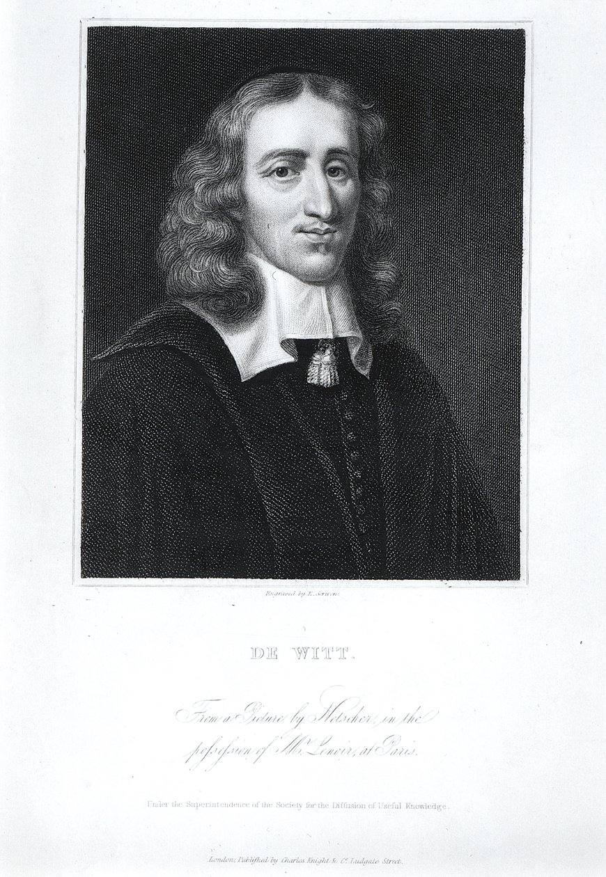 Porträtt av Johan de Witt (1625-72), graverad av Edward Scriven (1775-1841) av Caspar Netscher