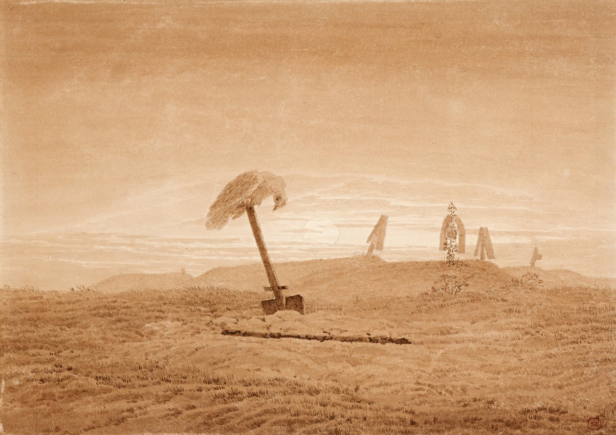 Landskap med gravar, c. 1835-1837 av Caspar David Friedrich