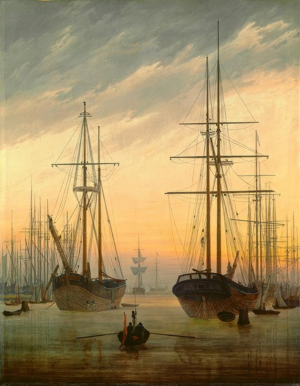 Utsikt över en hamn av Caspar David Friedrich