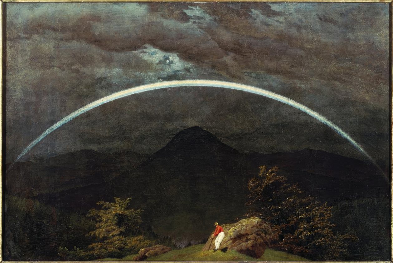 Berglandskap med regnbåge av Caspar David Friedrich