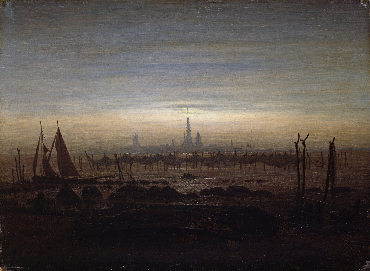 Greifswald i månsken av Caspar David Friedrich