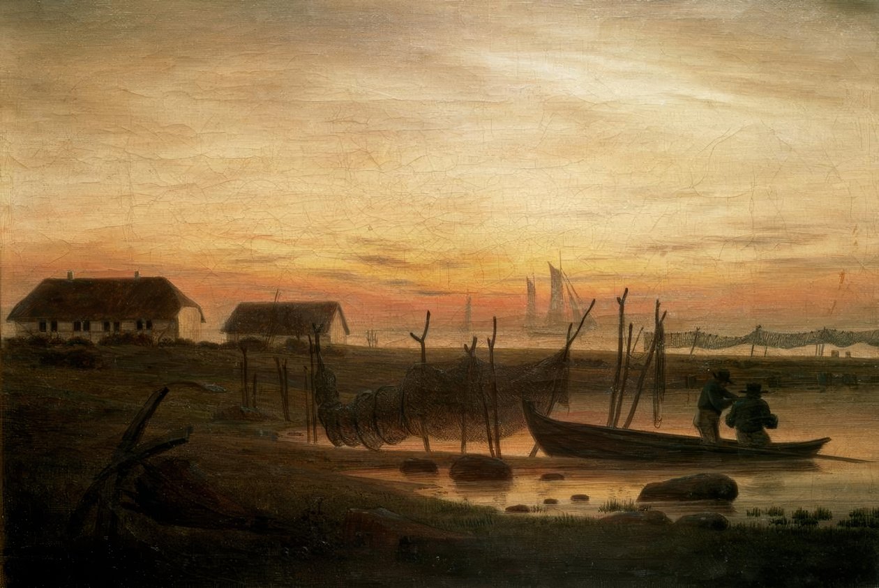 Kustlandskap i kvällsljuset av Caspar David Friedrich