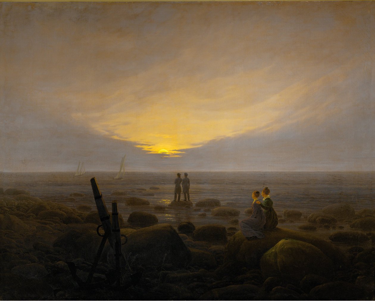 Månen går upp över havet av Caspar David Friedrich