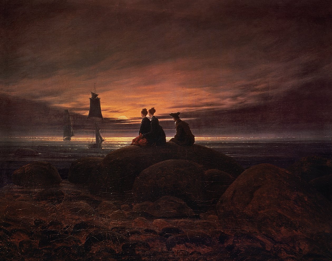 Månen som stiger över havet av Caspar David Friedrich