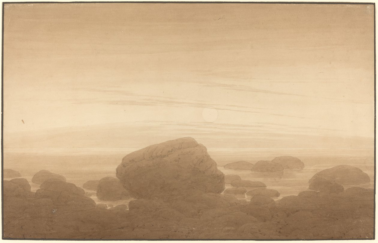 Månuppgång på en tom strand av Caspar David Friedrich