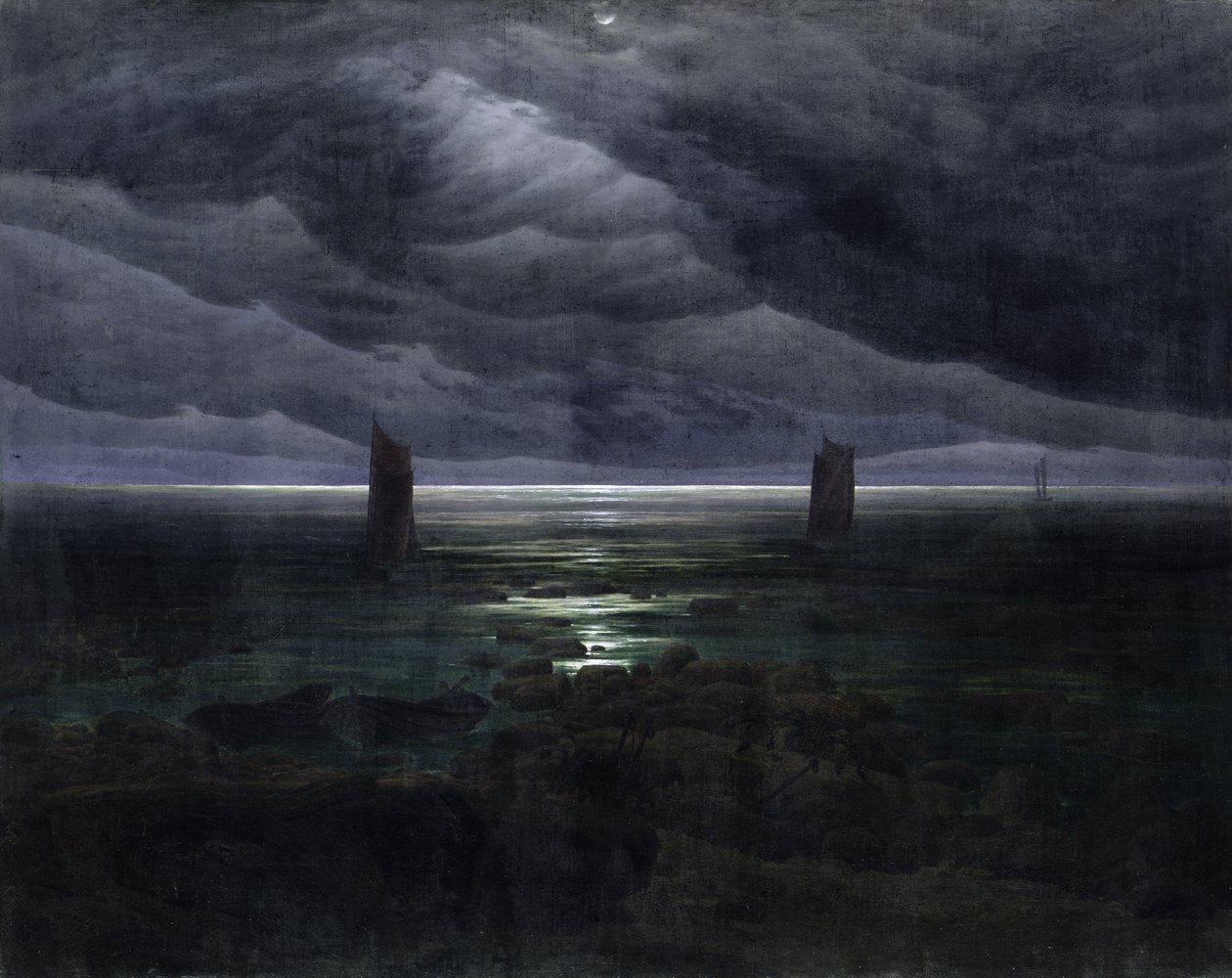Havsstranden i månsken av Caspar David Friedrich