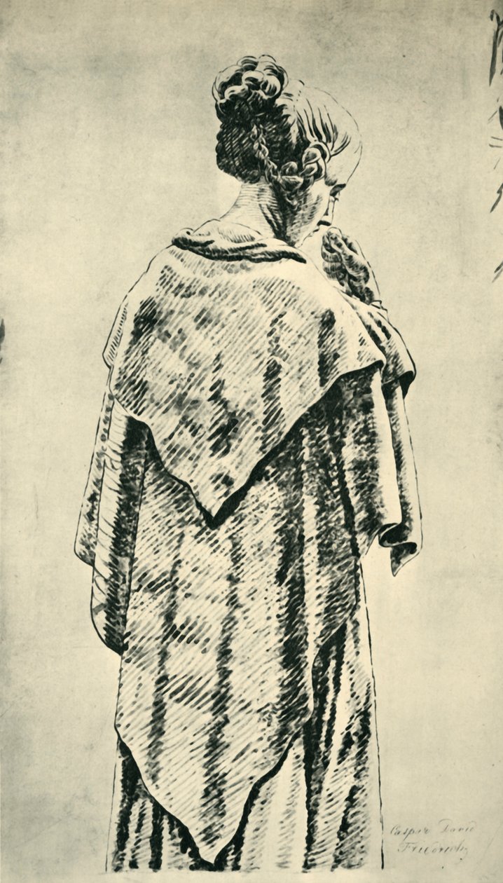 Studie av en kvinna bakifrån av Caspar David Friedrich