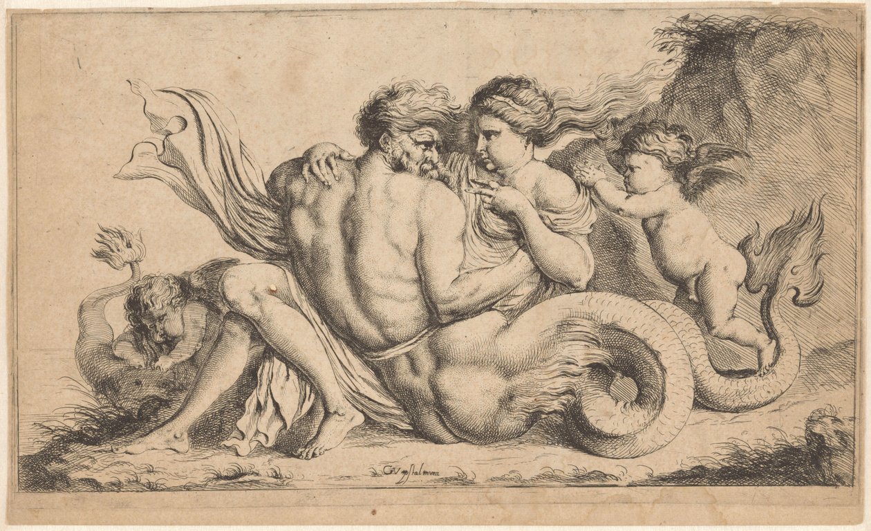 Triton en nimf av Caspar Jacob van Opstal (II) (attributed to)