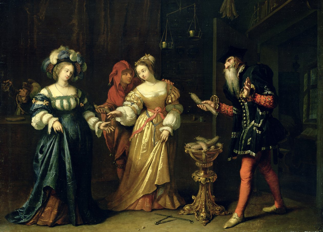 A Masked Joker, 1668  av Caspar Netscher