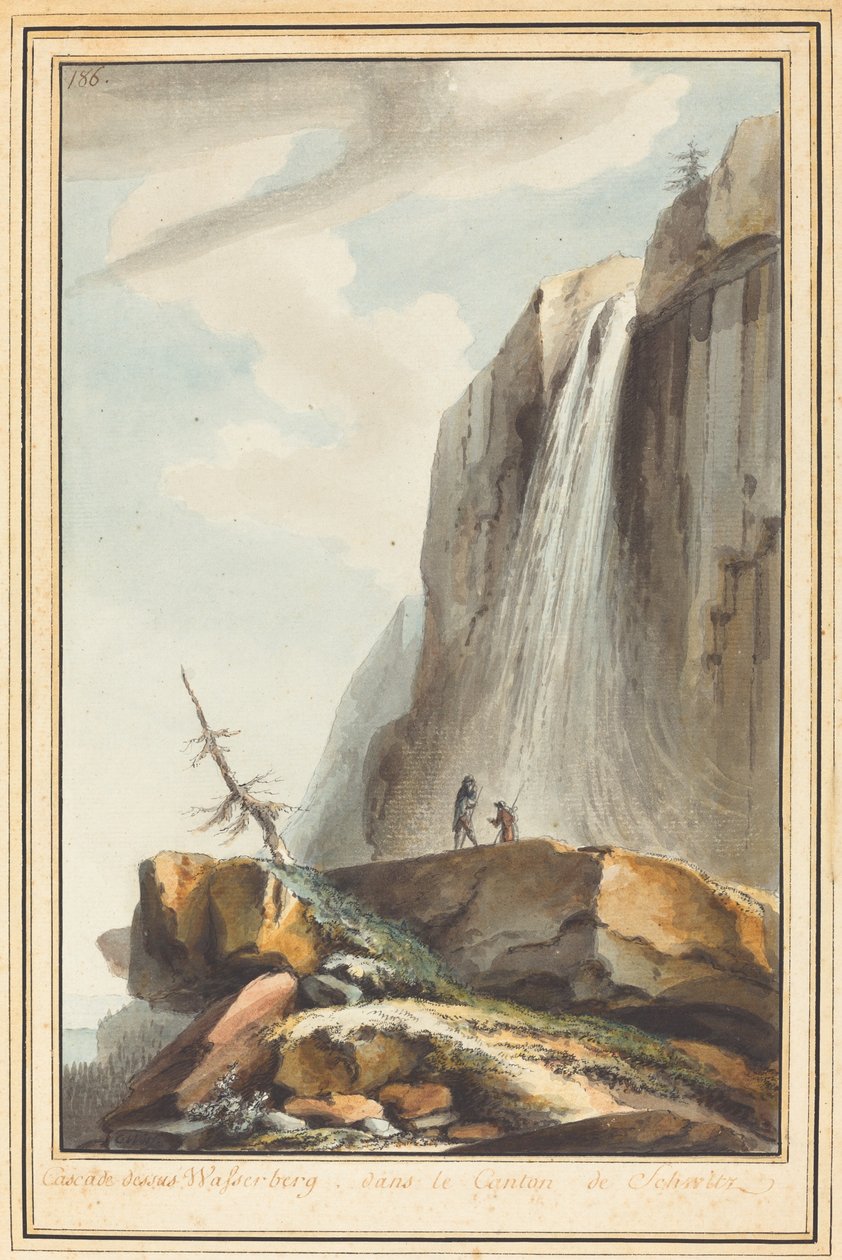 Cascade dessus Wasserberg (vattenfallet ovanför Wasserberg) av Caspar Wolf