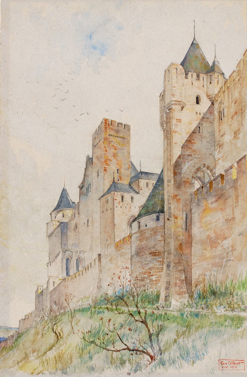 Battlements of Carcassonne, Frankrike, 1913. av Cass Gilbert