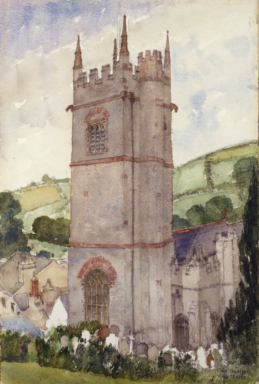 Church Tower, Marldon, 1924. av Cass Gilbert
