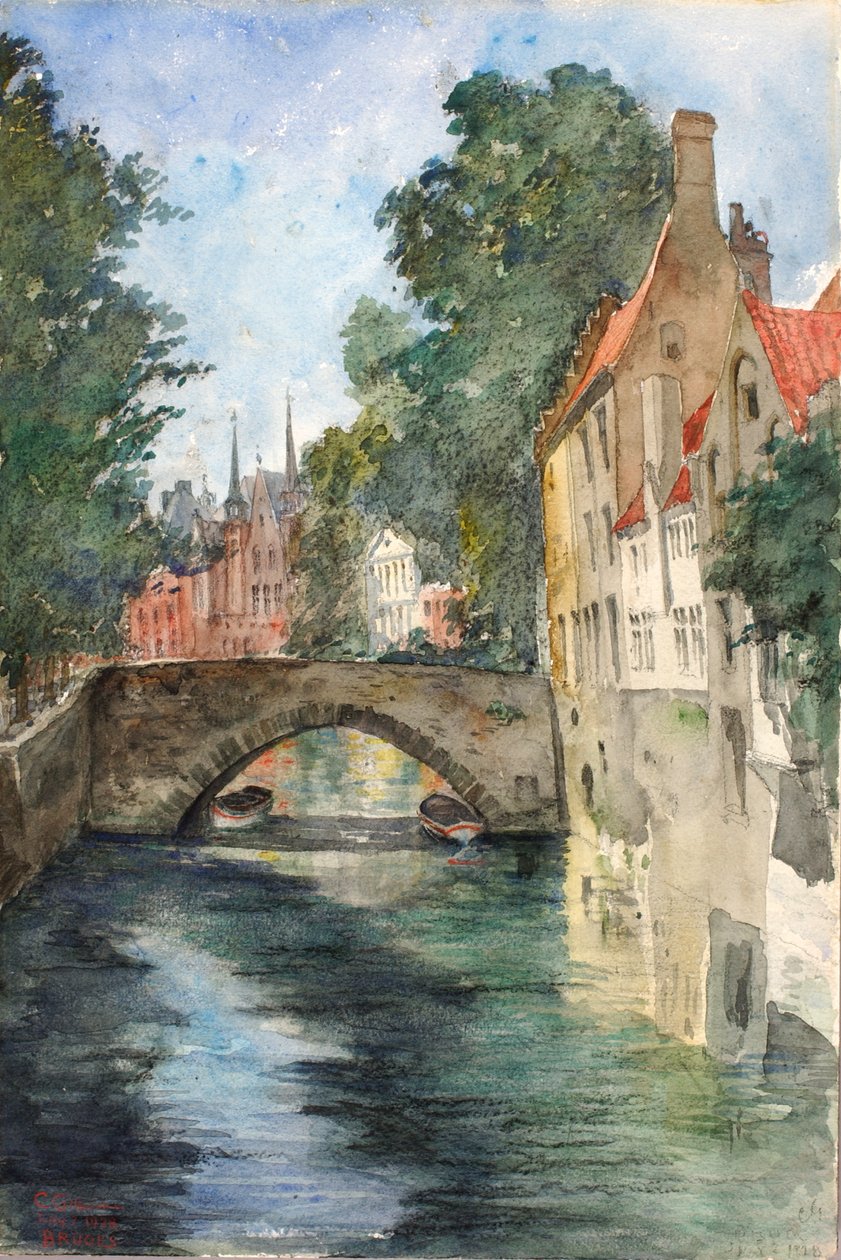 På kanalen, Brygge, 1928. av Cass Gilbert