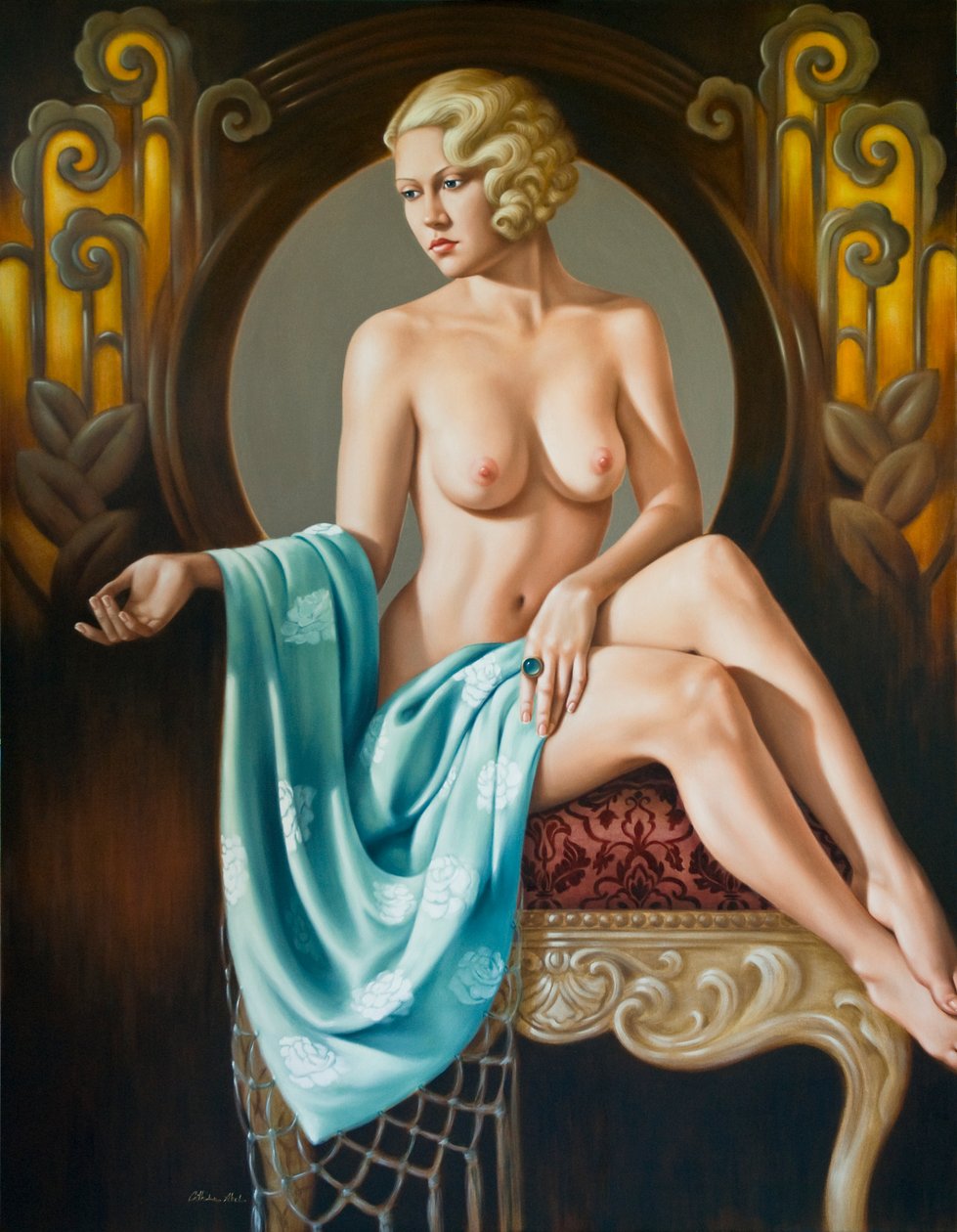 Chez Agnes (olja på linne) av Catherine Abel