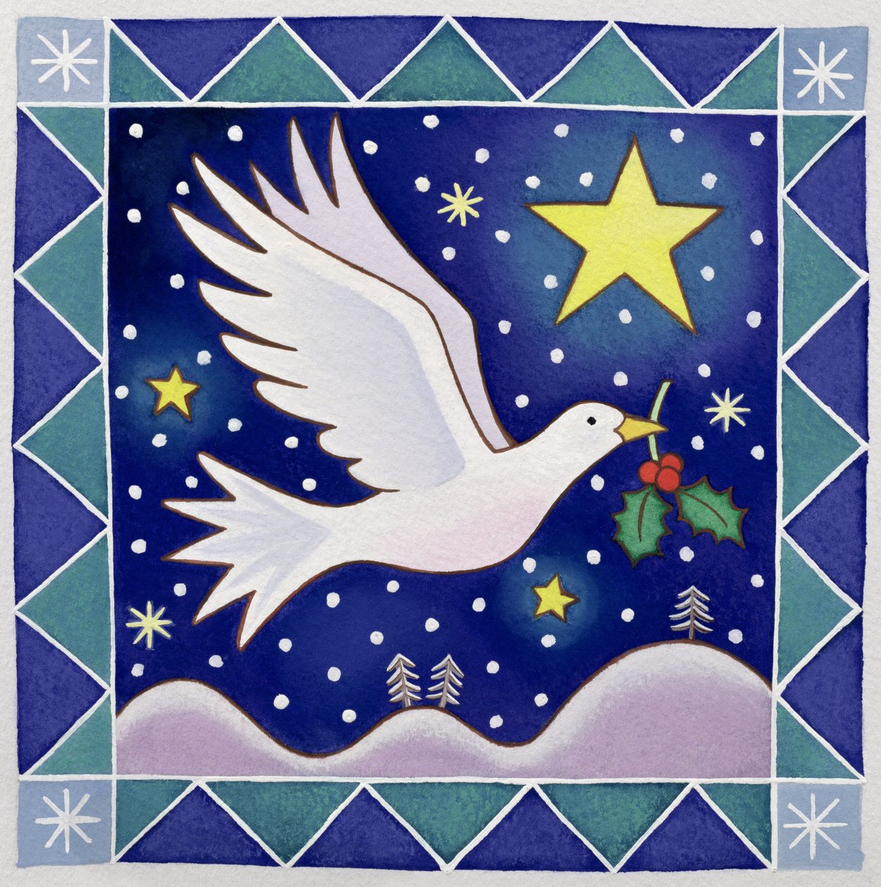 Christmas Dove (wc på papper) av Cathy Baxter
