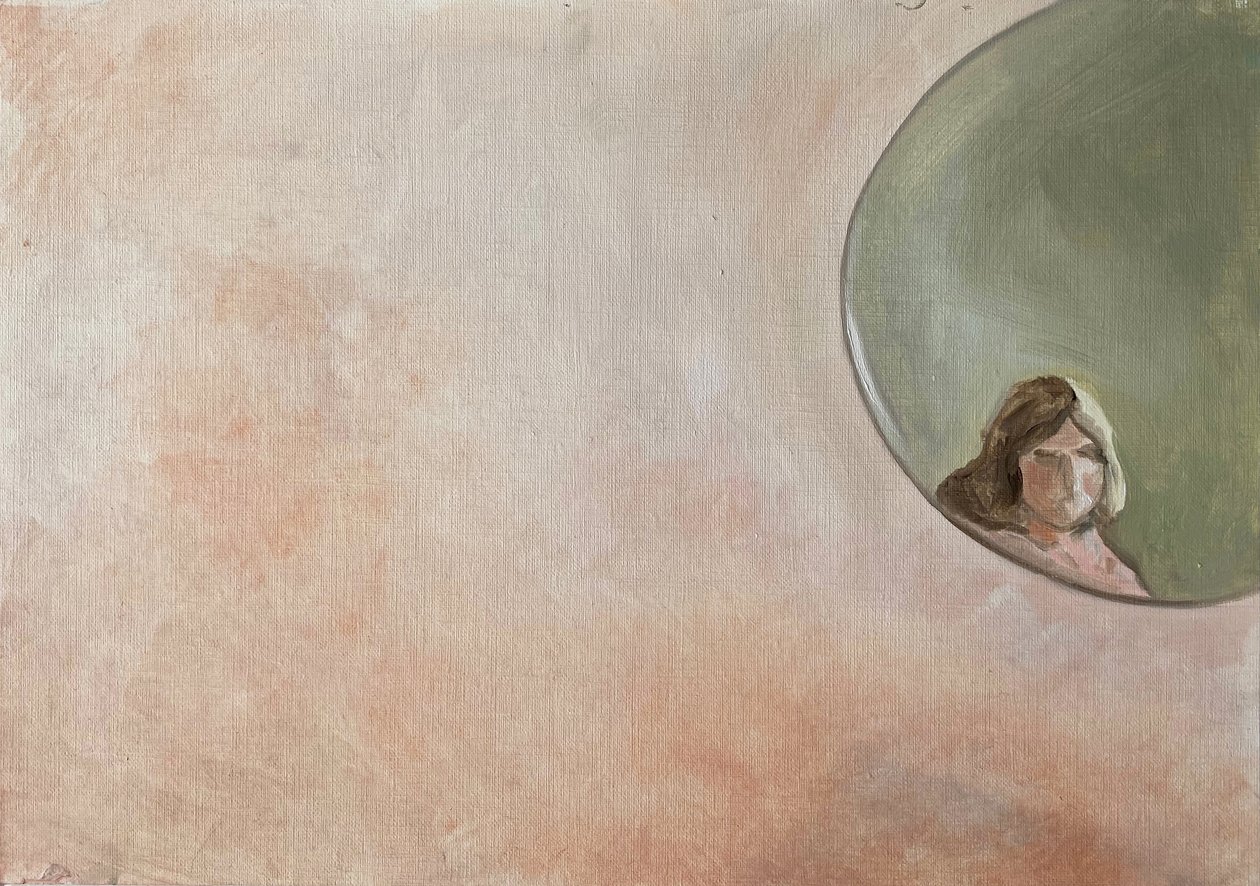 Mirror, 2020 (olja på papper) av Cathy Lomax