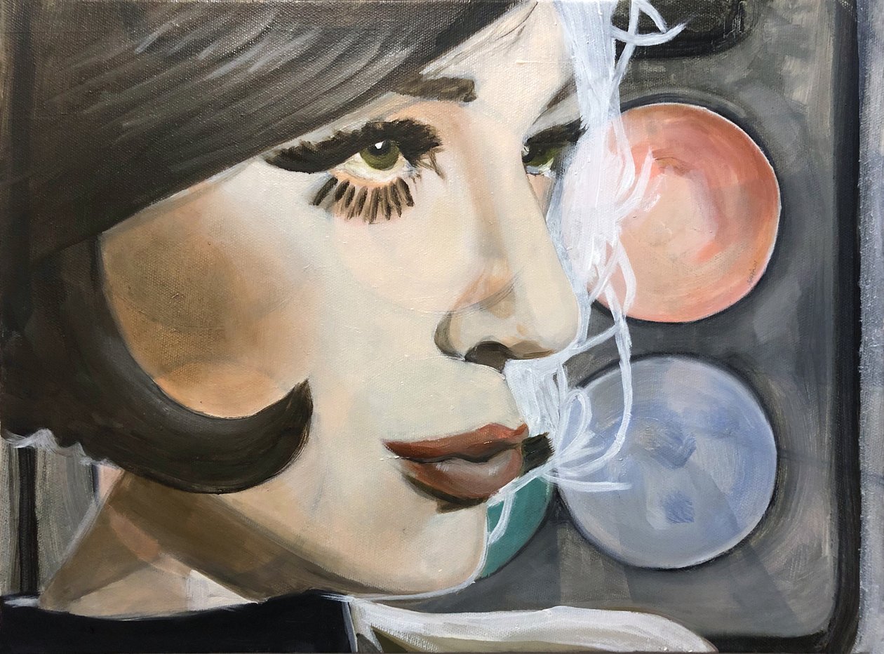 Shadow Palette, 2021 (olja på linne) av Cathy Lomax