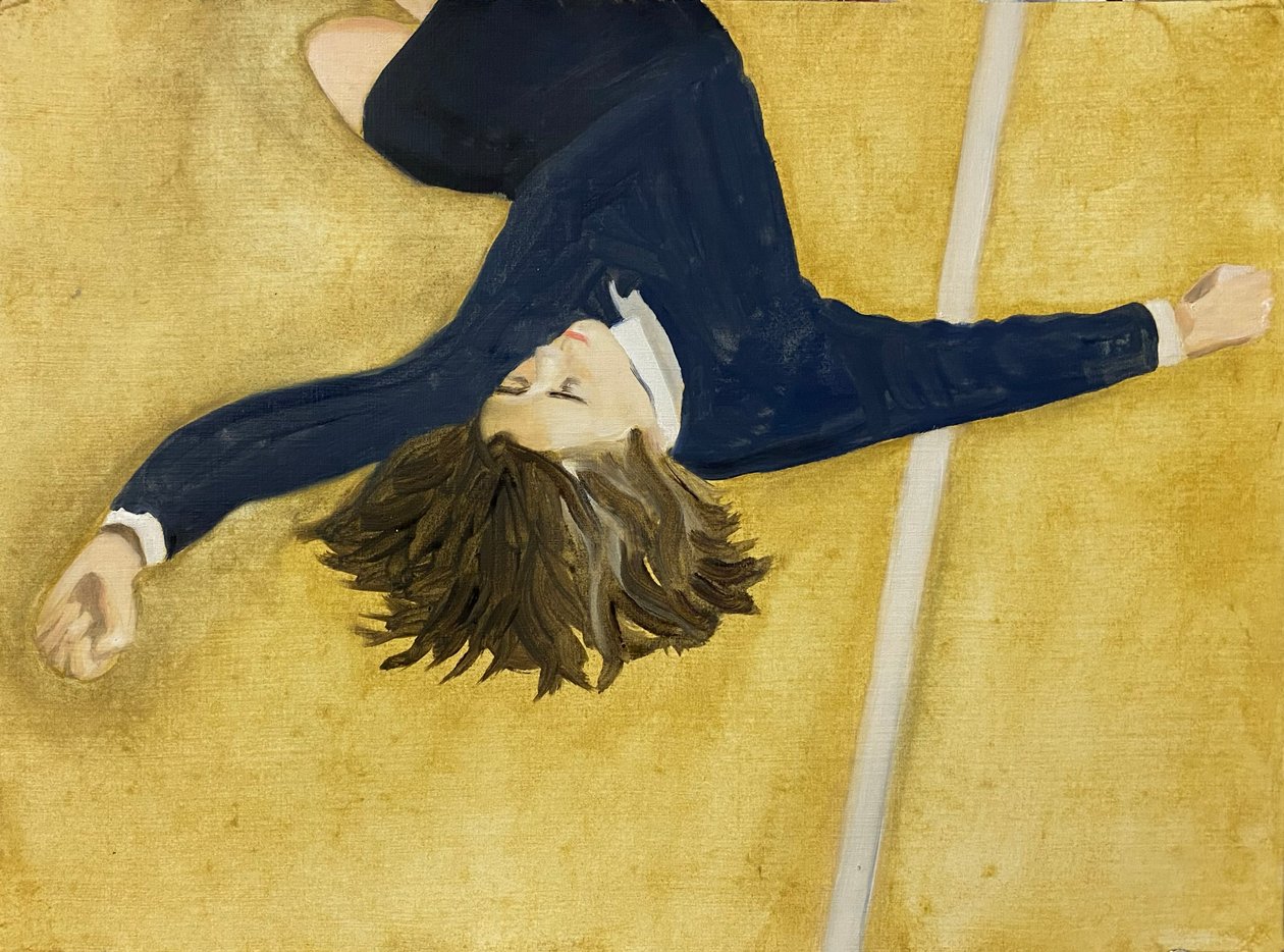 The Falling, 2023 (olja på papper) av Cathy Lomax