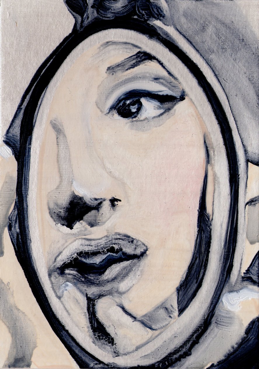 Utan titel, 2016 (olja  akryl på papper) av Cathy Lomax
