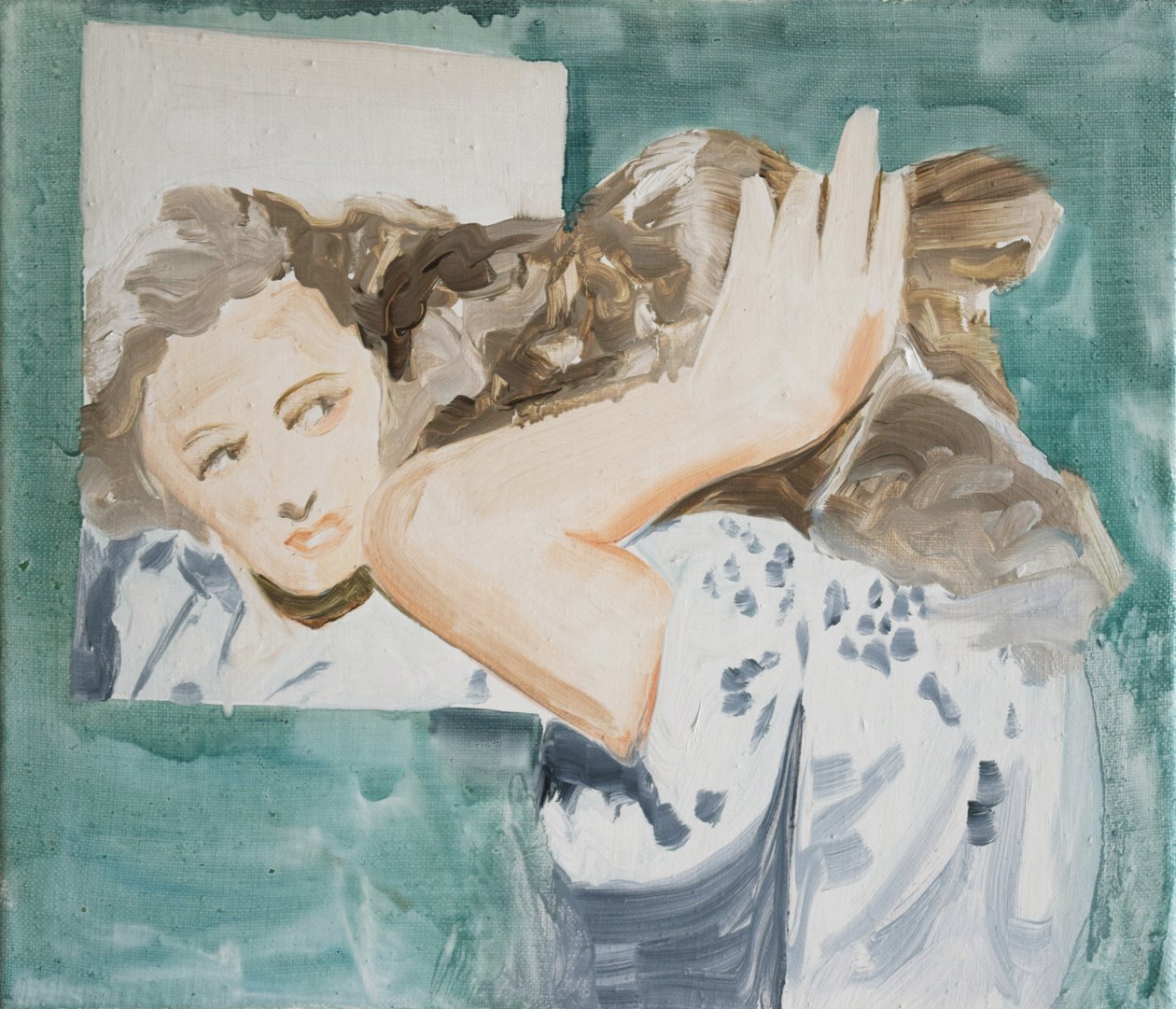 Up Do, 2017 (olja på linne) av Cathy Lomax
