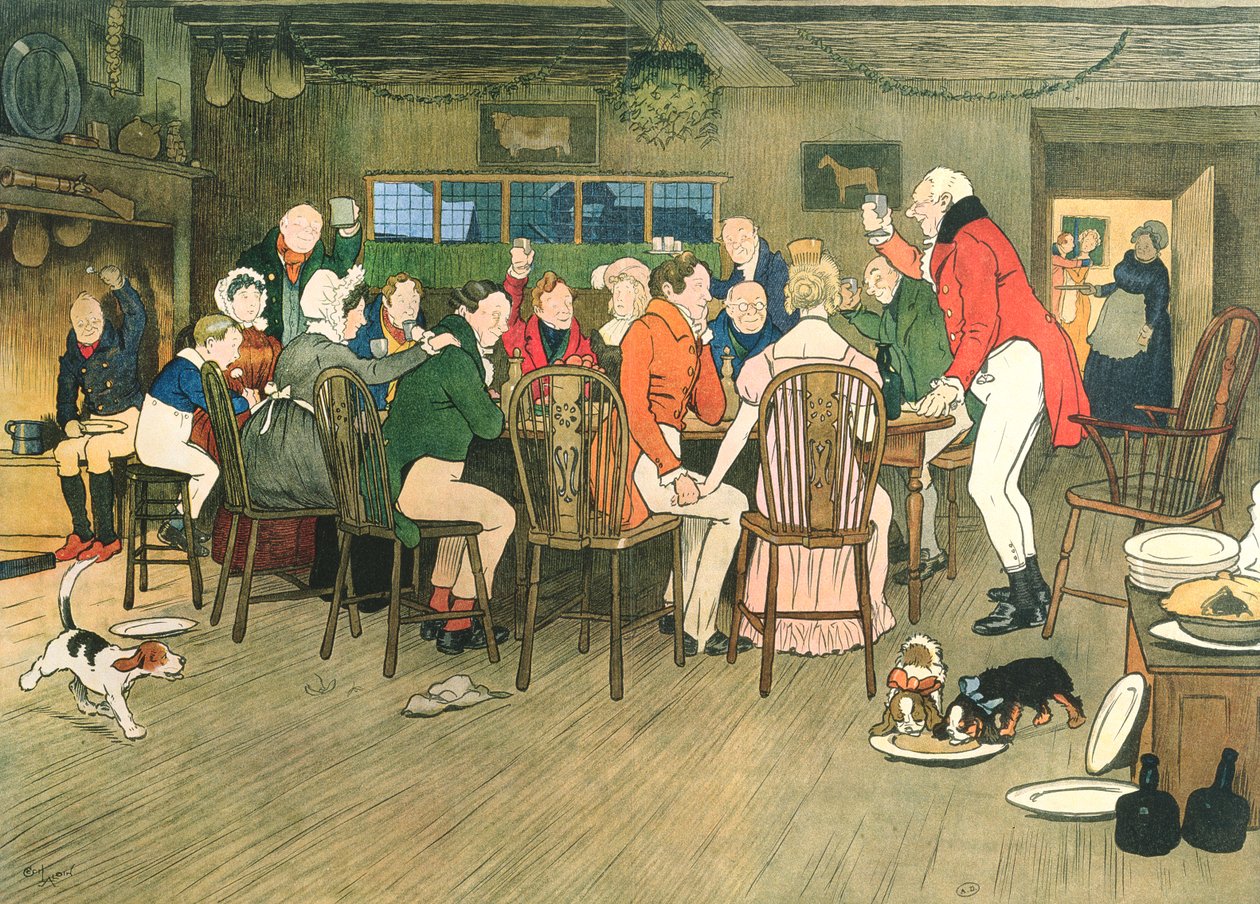 Julmiddagen på Värdshuset, ca 1900 av Cecil Charles Windsor Aldin