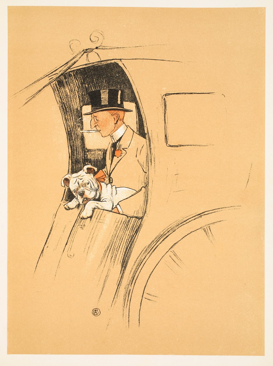 Den extra passageraren, ur "A Gay Dog, Story of a Foolish Year" Aldin, Cecil Charles Windsor (1870-1935), utgiven av William Heineman, 1905. Illustration, 1:a upplagan, krita och krita på papper, av Cecil Charles Windsor Aldin