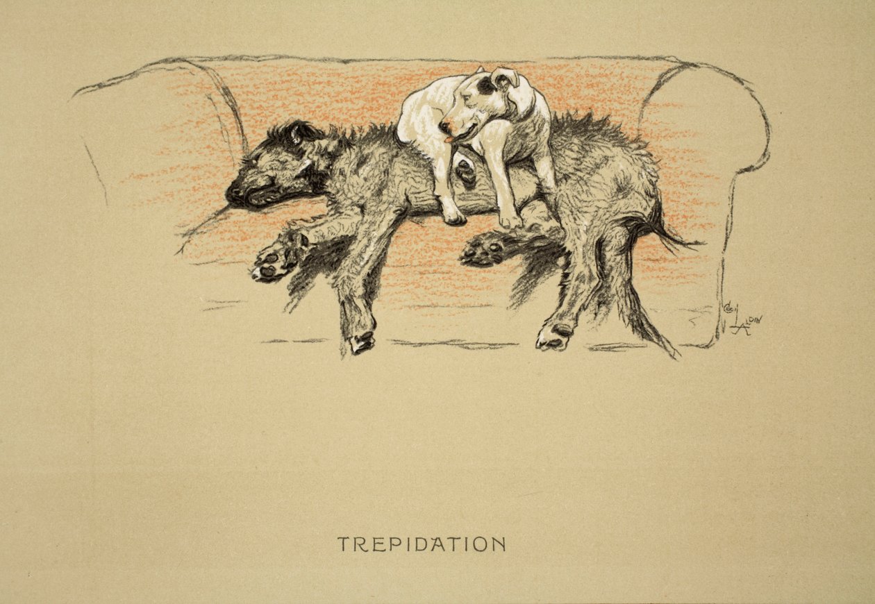 Trepidation, 1930, första upplagan av "Sleeping Partners", Aldin, Cecil Charles Windsor (1870-1935), utgiven av Eyre and Spottiswoode Limited, krita och kol på papper. av Cecil Charles Windsor Aldin