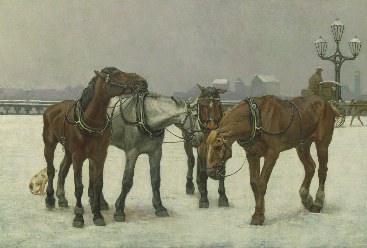 Cab Horses på Seine av Cecil Brown