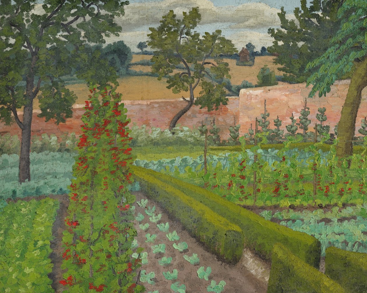Krigsträdgård (olja på duk) av Cedric Morris