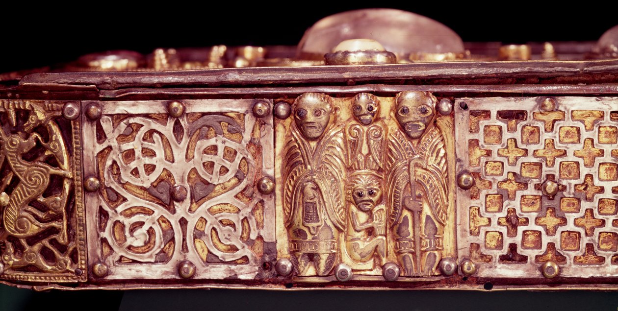 Shrine of the Stowe Missal, Lorrha, County Tipperary ek dekorerad med silverplattor detalj av 390442 av Celtic