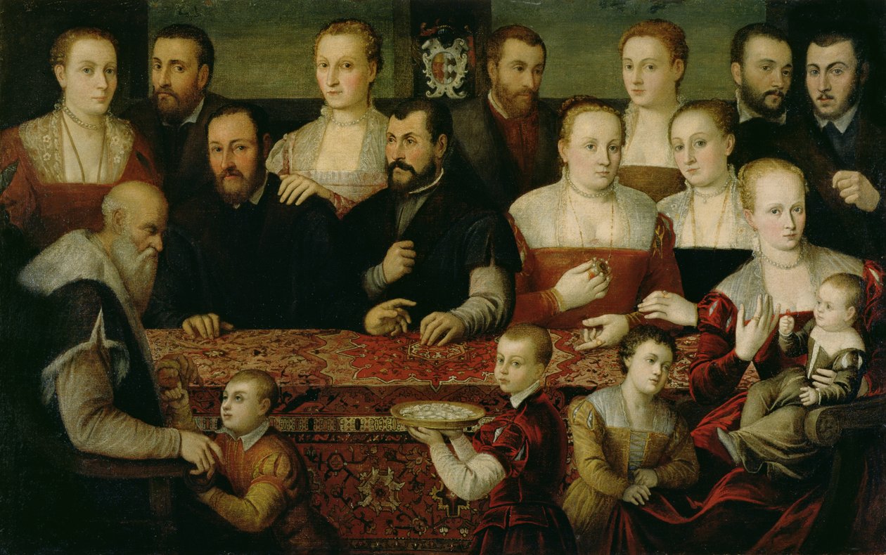 Porträtt av en stor familj av Cesare Vecellio
