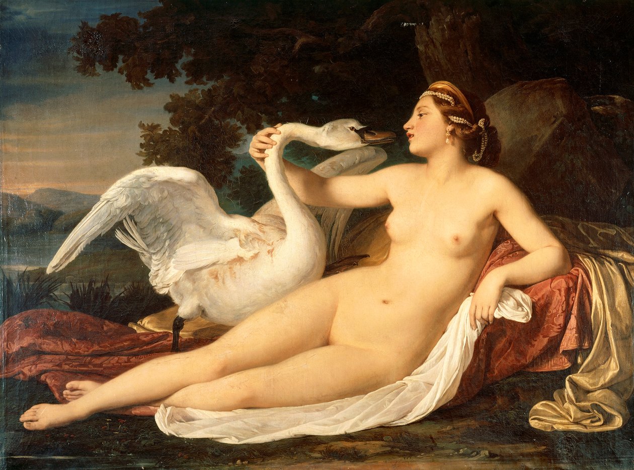 Leda och svan, av Cesare Mussini (1804-1879) av Cesare Mussini
