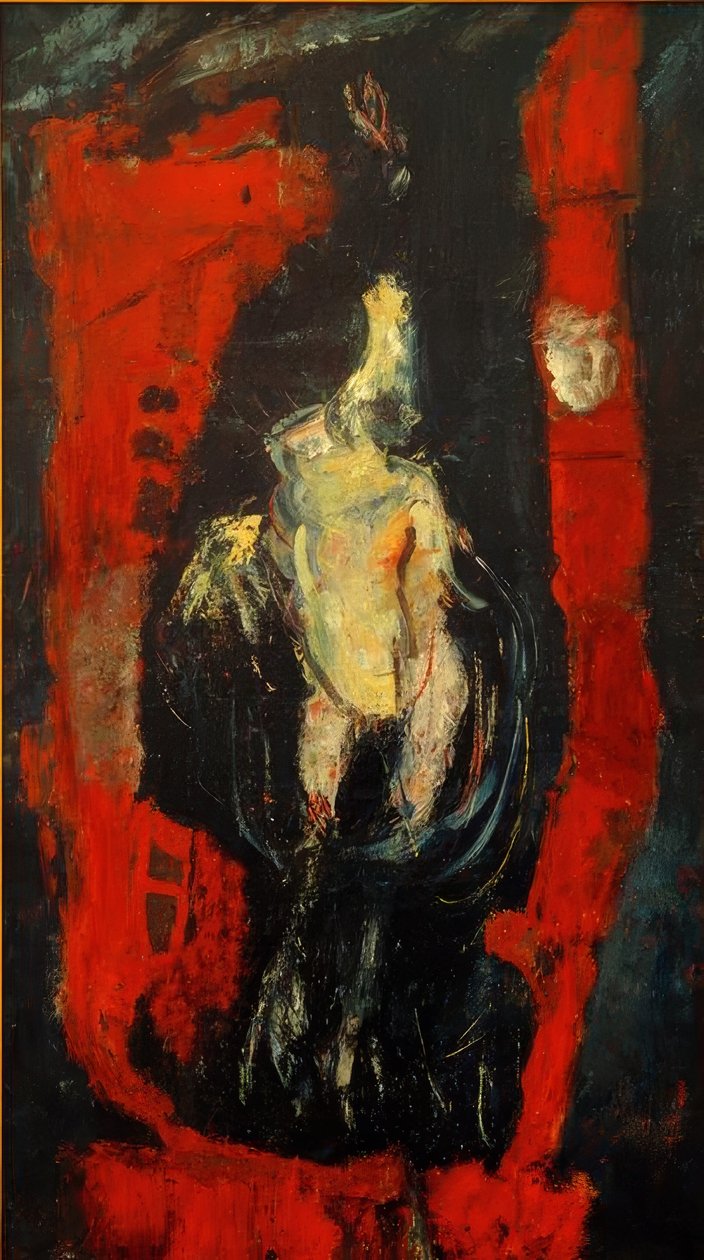 Ch. Soutine, fjäderfä, hängande framför röd vägg av Chaim Soutine