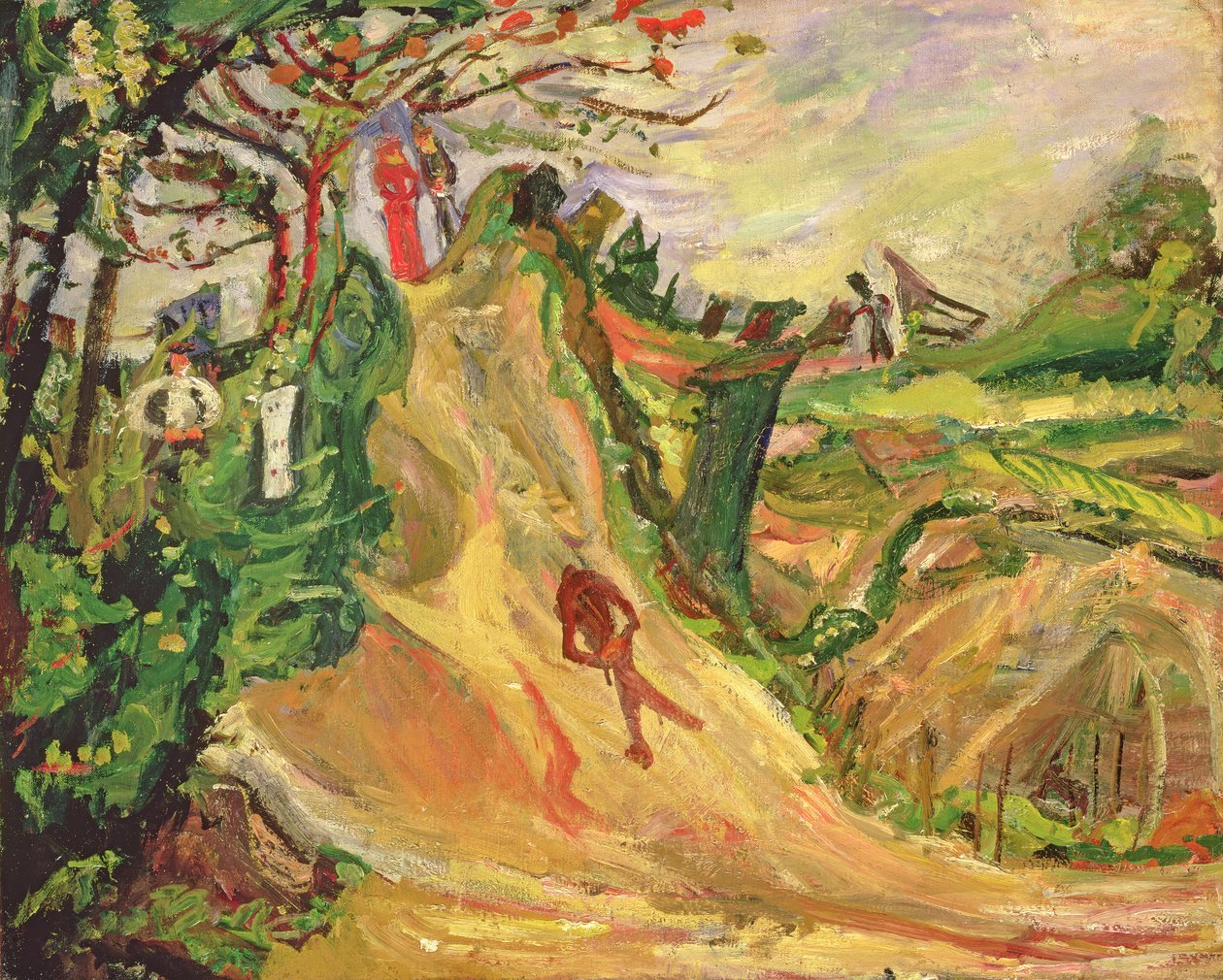 Hill med en man på vägen av Chaim Soutine
