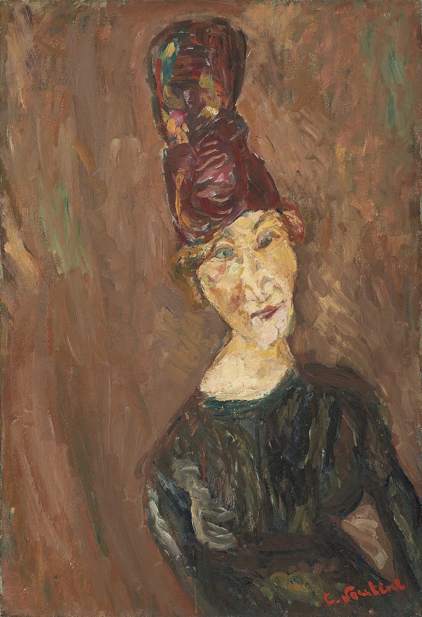 Kvinnan med den stora hatten, ca 1919 av Chaim Soutine