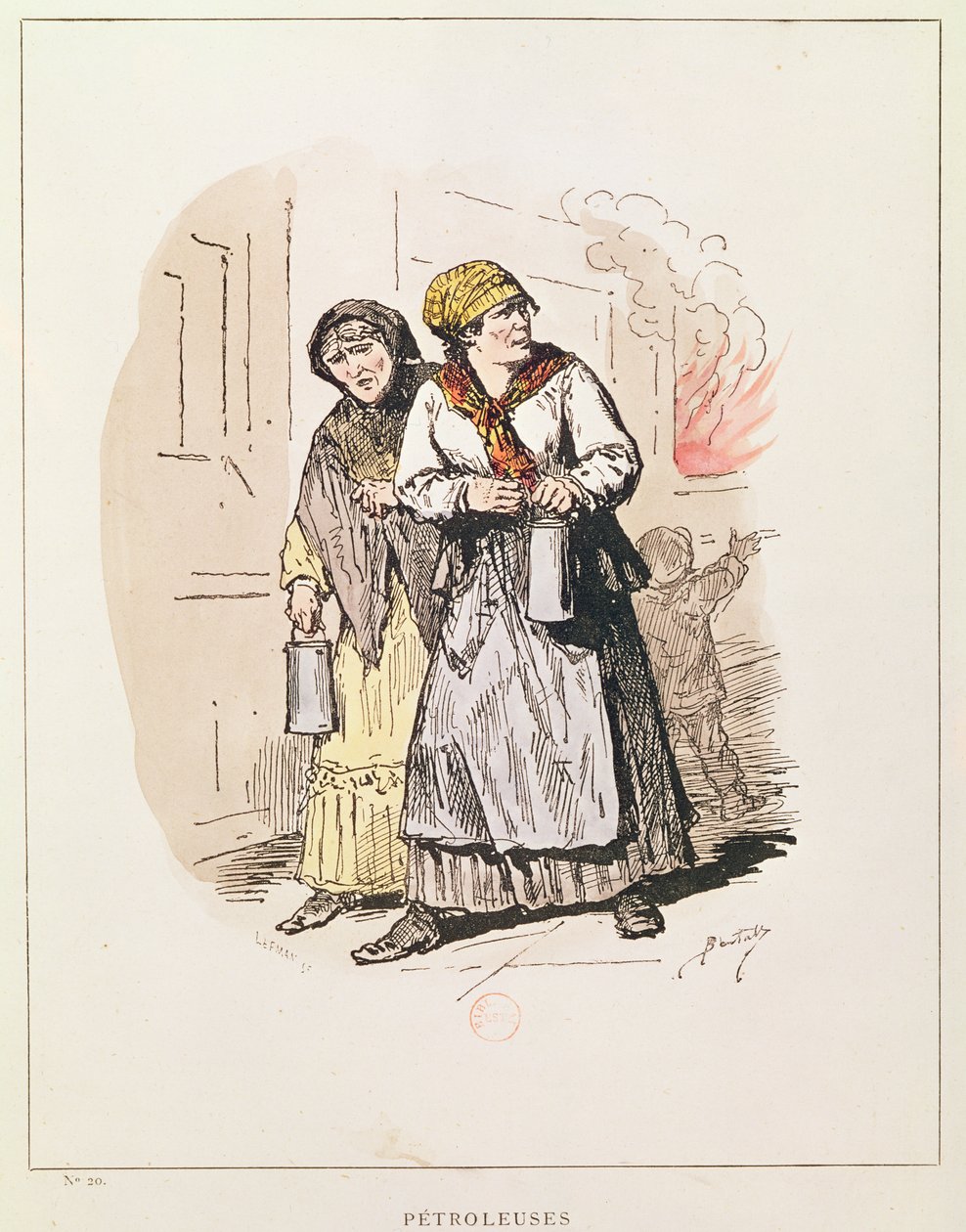 Two Petroleuses of the Commune, 1871 (färgstick) av Charles Albert d Arnoux Bertall