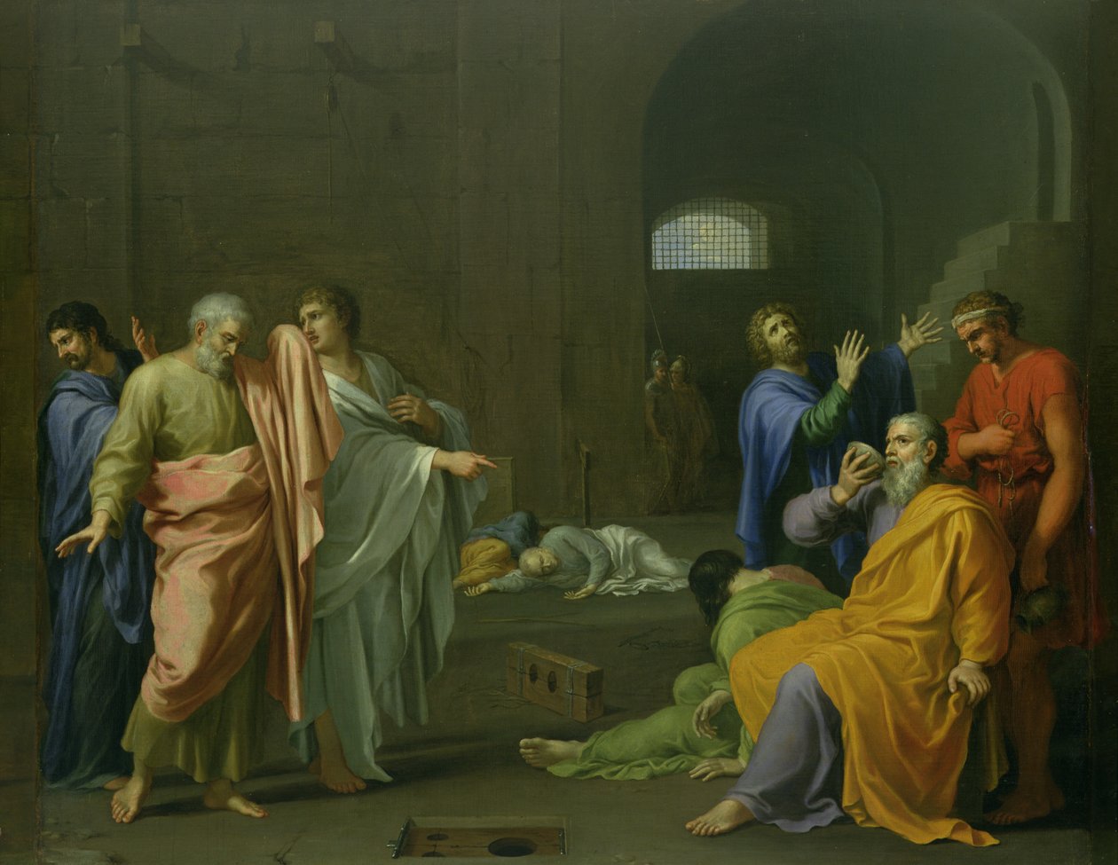 Sokrates död (469-399 f.Kr.) c.1650 av Charles Alphonse Dufresnoy