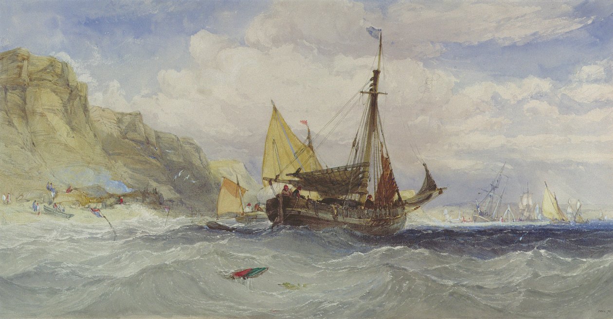 Fiskebåtar utanför Isle of Wight av Charles Bentley