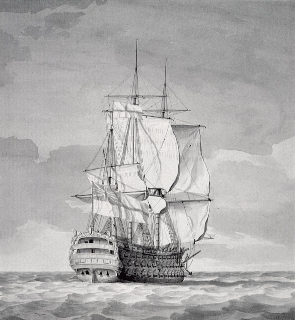 Engelsk linje-of-battle ship, 1700-talet av Charles Brooking