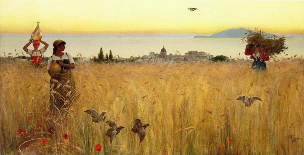Women in the Wheat Fields, Anacapri av Charles Caryl Coleman