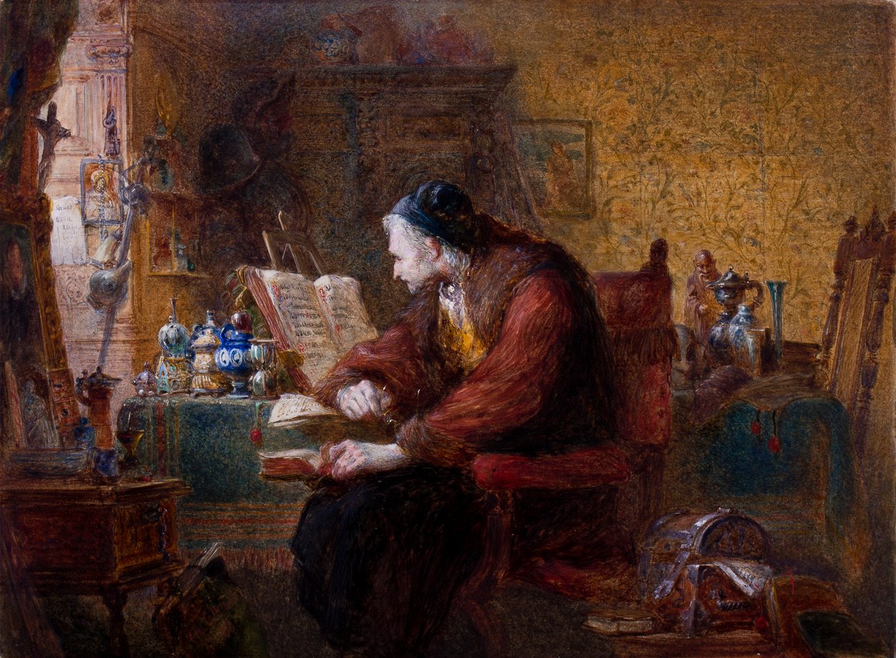 Antikvarien, 1863 (wc, gouache och gummi arabiska på papper) av Charles Cattermole