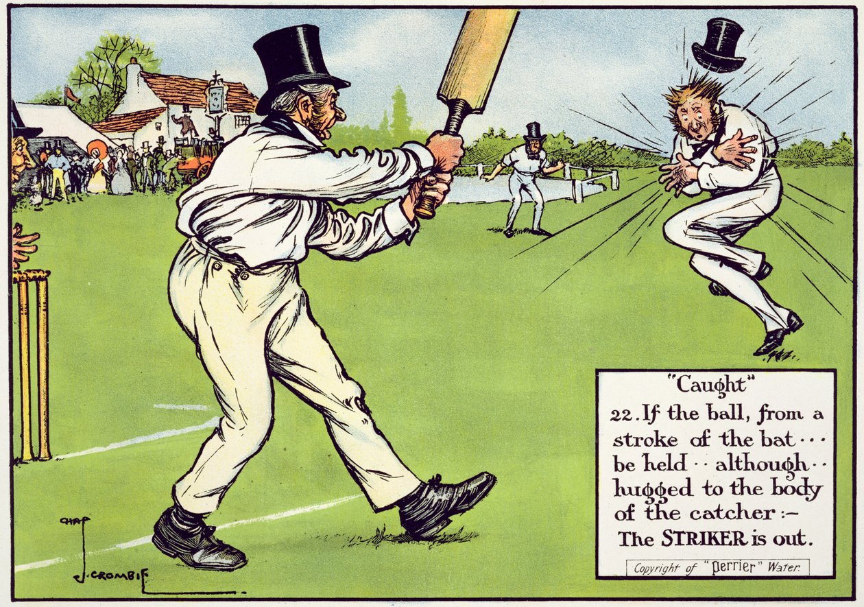 Caught (22), från "Laws of Cricket", publicerad 1910 av Charles Crombie